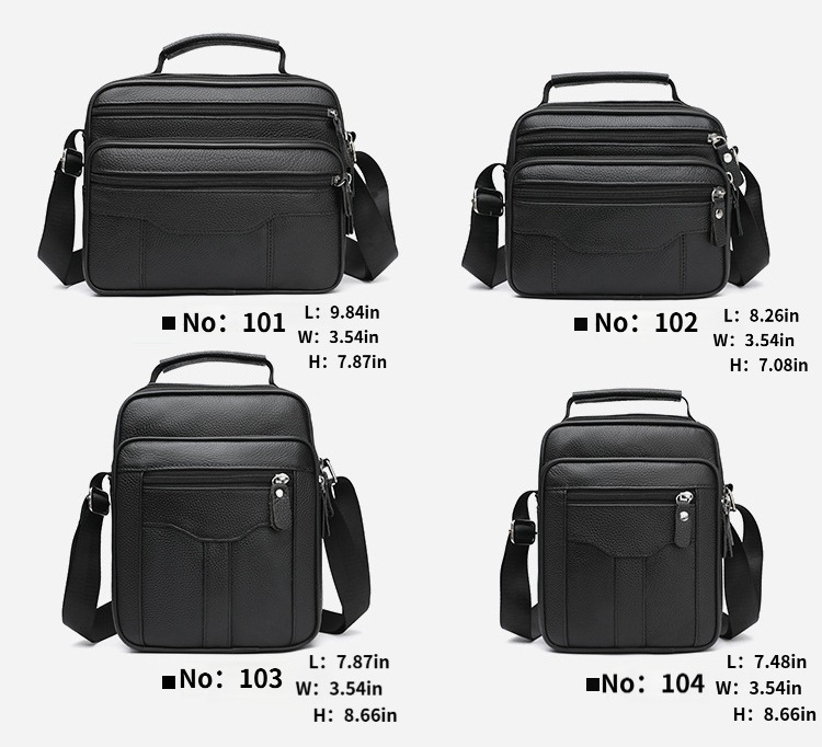 Genuine leather single-shoulder bag, men's vertical business casual crossbody, stylish small square leather bag for men