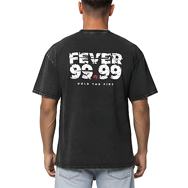 FEVER 99.99 Men's Vintage Washed Oversized T-Shirt |100% Cotton Heavyweight Streetwear Tee