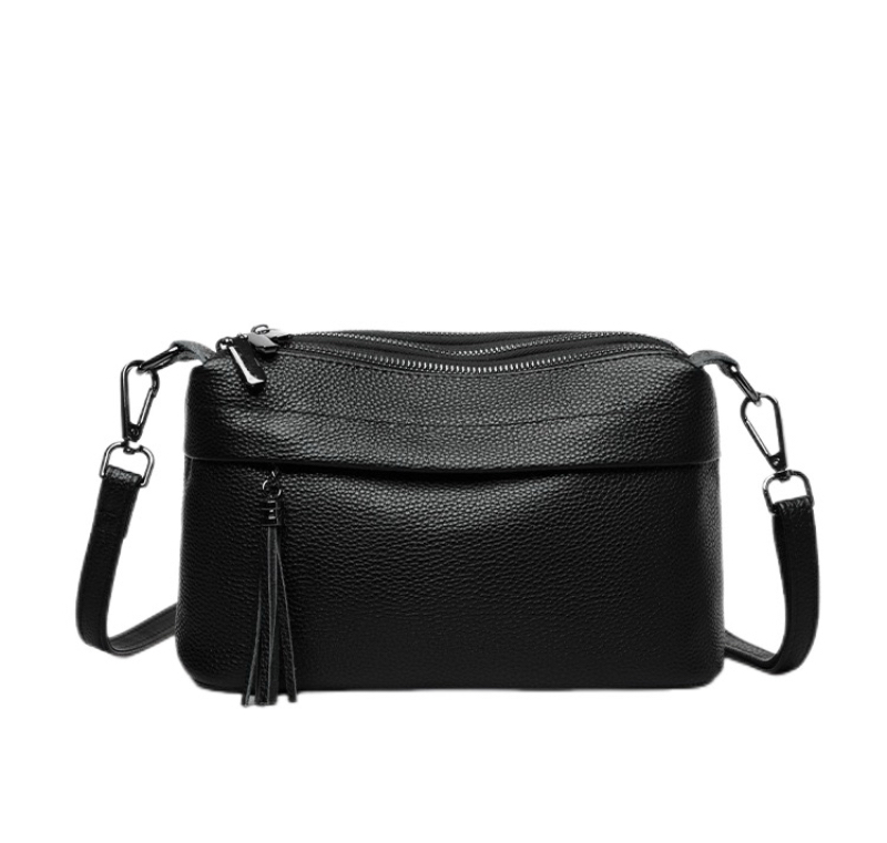 Women's Genuine Leather Crossbody Bag with Full-Grade Cowhide - Detachable Strap & Zipper Closure, Multi-Compartment Handbag Suitable for Casual