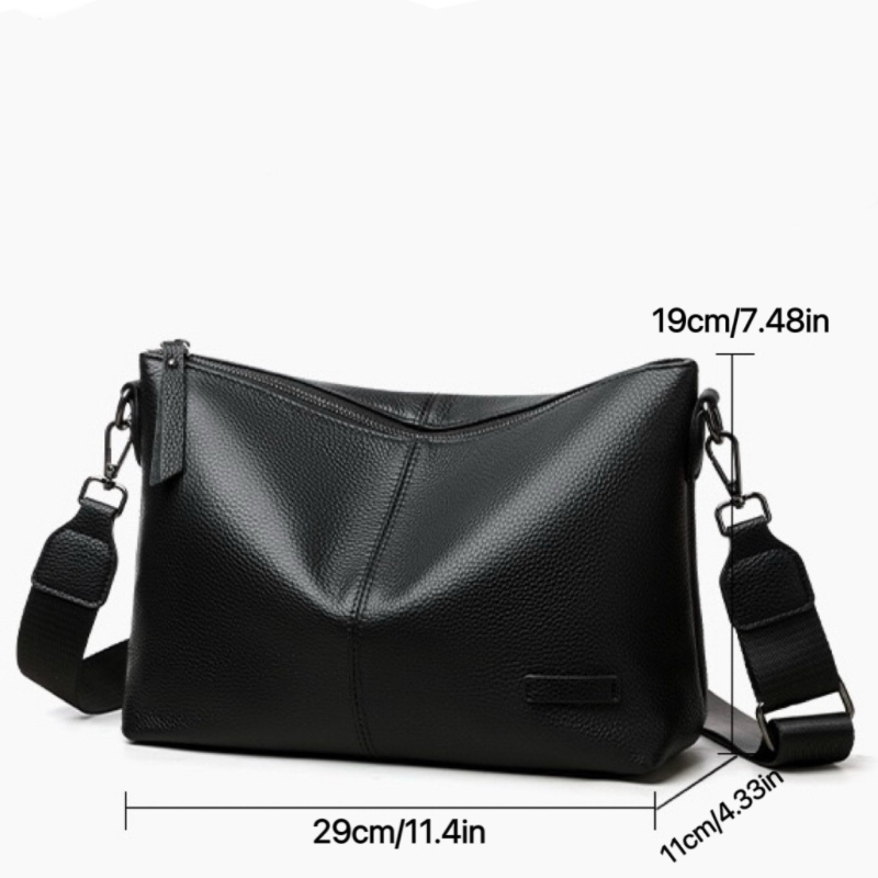 Genuine top-grain cowhide crossbody bag with detachable shoulder strap - Elegant and high-end pebbled leather shoulder bag, suitable for urban, office, and special occasions - Available in multiple colors (zip closure)