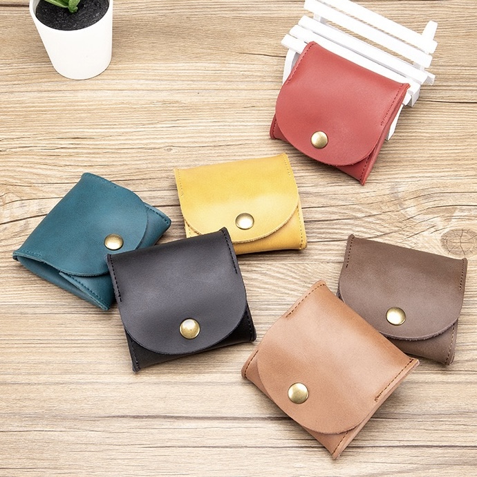 Coin Pouch Leather Mini Earphone Case Ins Genuine Leather Small Money Bag Petite Storage Pouch Delicate Coin Purse