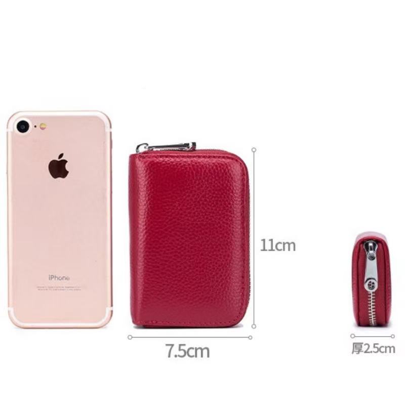 Amazon card holder accordion zipper men's leather RFID anti-theft magnetic genuine leather women's card holder