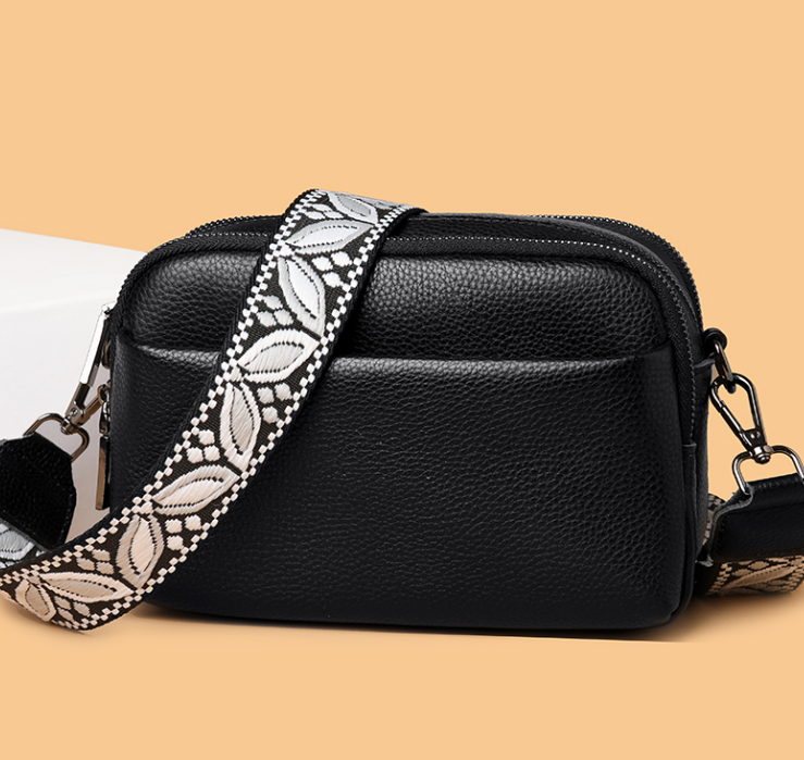 Wholesale new genuine leather women's bags, first layer cowhide shoulder bags, stylish and versatile crossbody bags, multi-layer large capacity small square bags