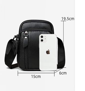 Wholesale genuine leather small square bag for men, commuter casual single-shoulder crossbody, niche cowhide phone bag