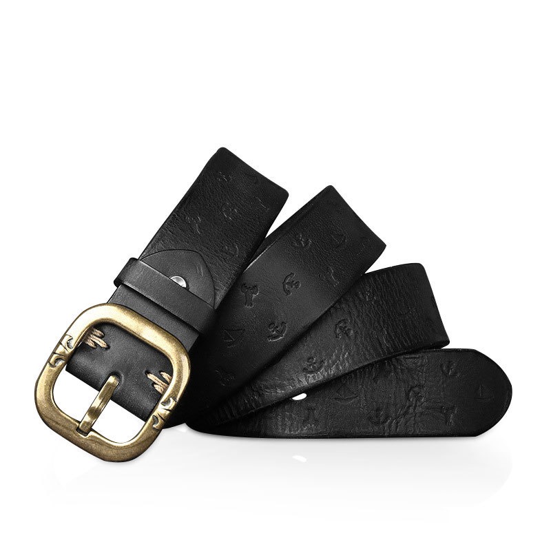Premium Genuine Leather Men Belts, Retro Solid Brass Buckle Real Cow Leather Waist Straps Wholesale Supplier