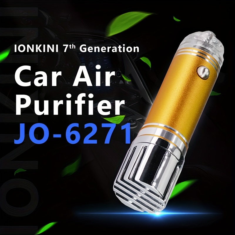IONKINI Mini Car Air Purifier JO-6271 - 12V Plug-In Negative Ion Freshener, Removes Smoke, PM2.5, Pollen & Allergens, Quiet Operation, Maintenance-Free, Ideal for RVs & Cars, Perfect Gift