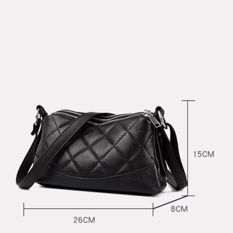 Genuine leather women's bag with multi-layer wide shoulder strap, new style first-layer cowhide, three-layer soft leather shoulder and crossbody bag