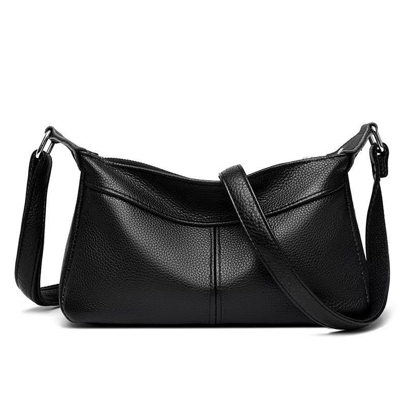 Wholesale Genuine Leather Bags for Women 2026 New Multi-Compartment Shoulder and Crossbody Bag Large Capacity Cowhide Crescent Bag