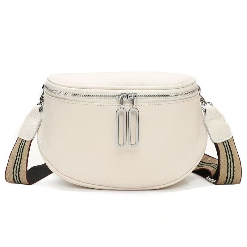 Fashion Saddle Bag for Women 2026 New Genuine Leather Crossbody Bag with Double Zipper Top-Grade Cowhide Small Shoulder Bag