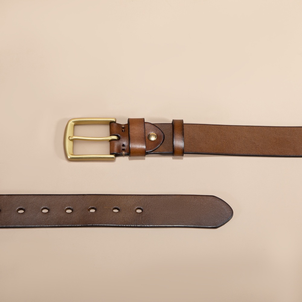 Men's vintage genuine leather belt, durable cowhide casual and formal belt, available for bulk order