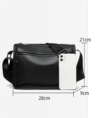 Genuine leather men's single-shoulder crossbody bag, simple cowhide commuter casual men's bag, high-end backpack