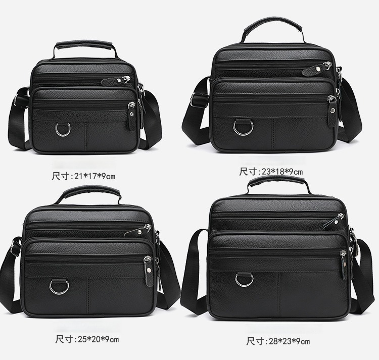 Wholesale new genuine leather men's bag, business multi-compartment cowhide crossbody bag, vertical style textured men's shoulder bag