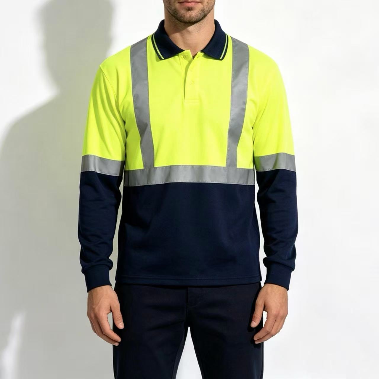 Hi Vis Two Tone Polo Shirt Long Sleeve