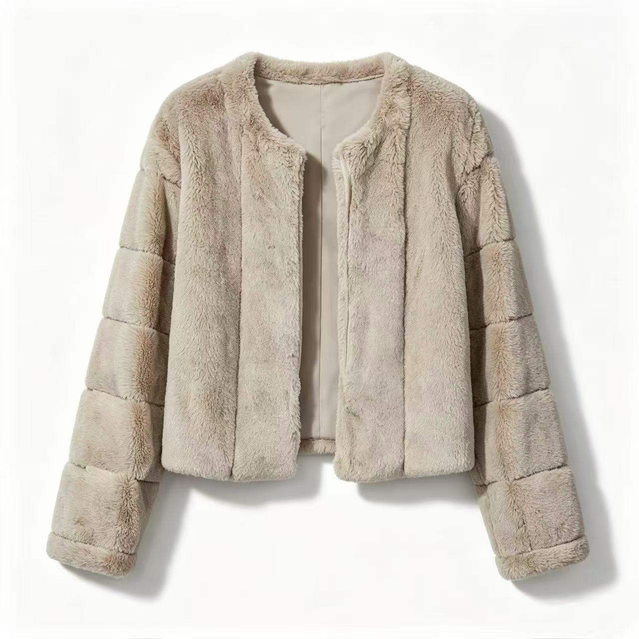 Faux Fur Open Front Cardigan
