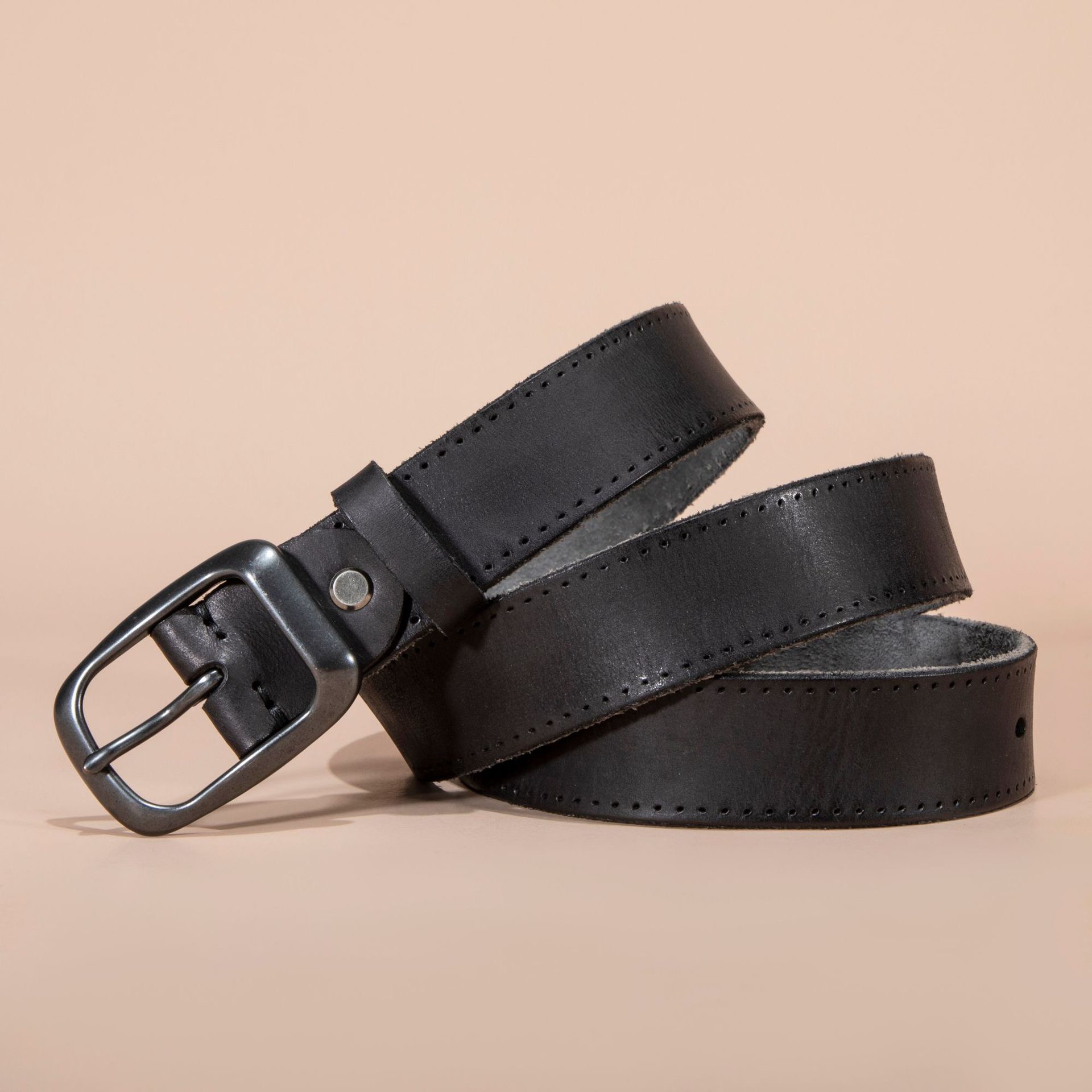Antique Copper Buckle Genuine Leather Belt For Men, Durable Real Cowhide Casual Dress Belts Bulk Order Available